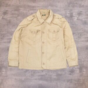 Vintage VTG Y2K 2000's R.A.G OG 107 Trucker Multi Pocket MIltary Tan Jacket